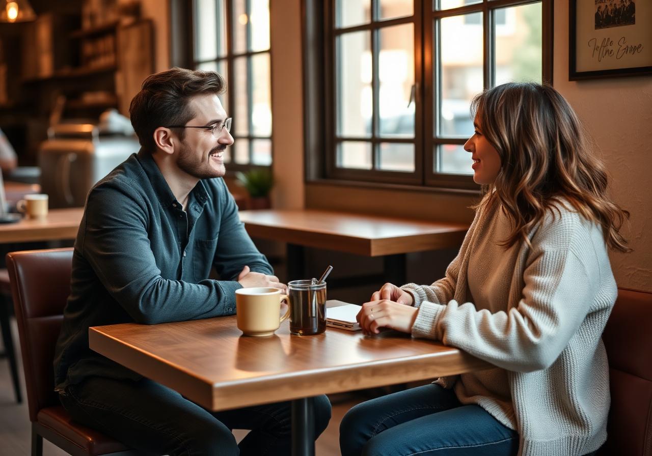 Friendly client meeting at a local Ann Arbor coffee shop